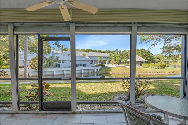 6117 Old Court Rd Unit 135, Boca Raton, FL 33433 - sunroom / solarium with plenty of natural light, a water view, and ceiling fan