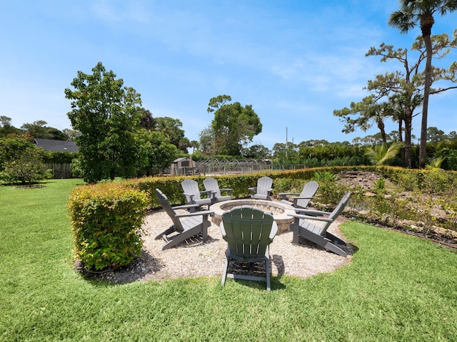8659 Thousand Pines Cir, West Palm Beach, FL 33411 - view of green lawn with a fire pit
