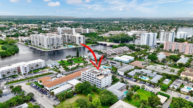 3212 NE 12th St Unit 201, Pompano Beach, FL 33062 - birds eye view of property featuring a view of city and a water view