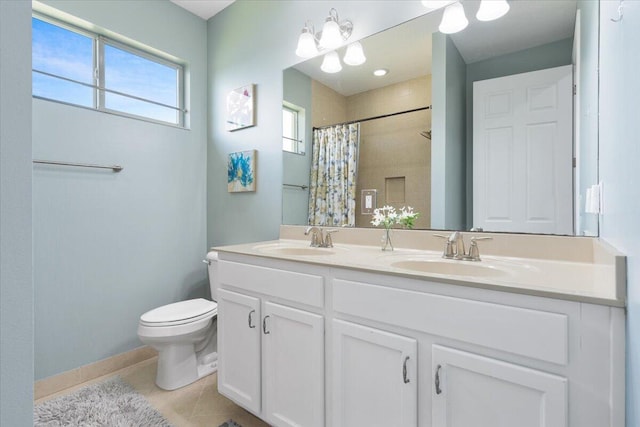 11400 SW Reston Ct, Port Saint Lucie, FL 34987 - full bath with double vanity, tile patterned flooring, and curtained shower
