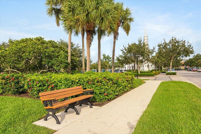 view of community featuring a lawn