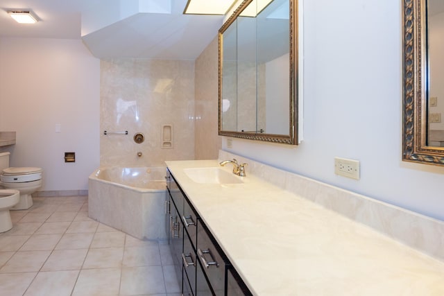 3984 SE Fairway E, Stuart, FL 34997 - bathroom featuring vanity, toilet, a bath, tile patterned floors, and a bidet