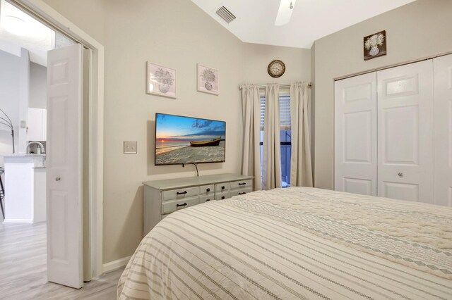 2406 Landings Blvd, Greenacres, FL 33413 - bedroom featuring light wood-style flooring, a closet, baseboards, and a ceiling fan