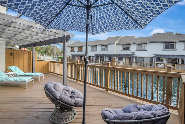 2406 Landings Blvd, Greenacres, FL 33413 - wooden terrace with a pergola, a residential view, and fence