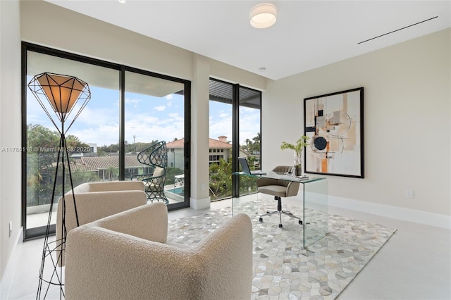 home office featuring a wealth of natural light