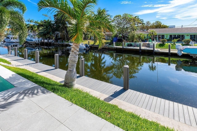 dock area featuring a water view