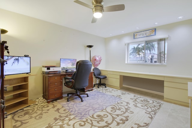 6907 Fountains Cir, Lake Worth, FL 33467 - office space with ceiling fan and light tile patterned floors