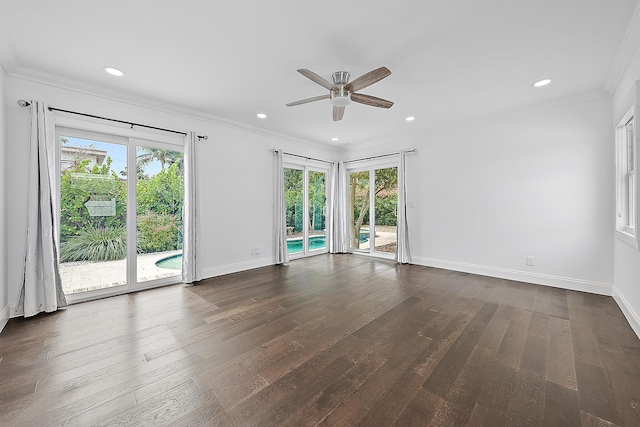 725 N Ocean Breeze, Lake Worth Beach, FL 33460 - unfurnished room with healthy amount of natural light, ceiling fan, baseboards, recessed lighting, and crown molding