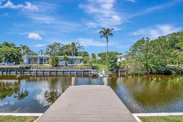 view of dock featuring a water view