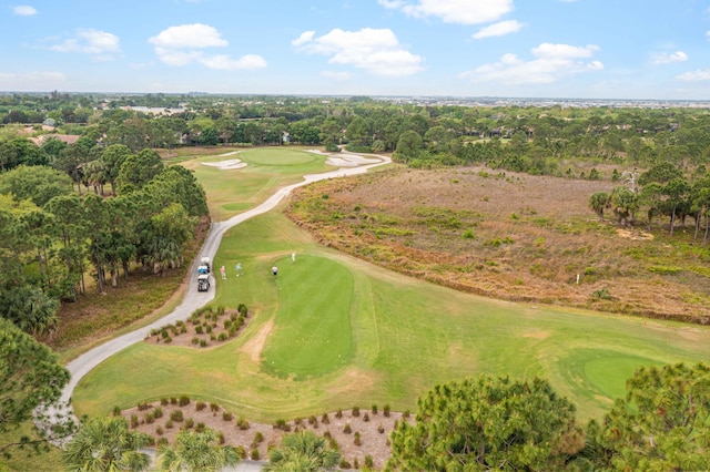 drone / aerial view with view of golf course