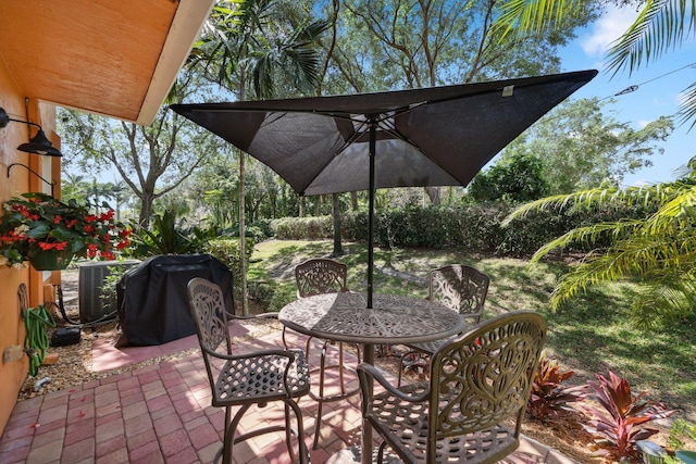 view of patio / terrace featuring outdoor dining space and area for grilling