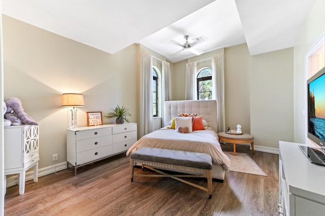 210 Via Villagio, Hypoluxo, FL 33462 - bedroom featuring baseboards, ceiling fan, wood finished floors, and visible vents