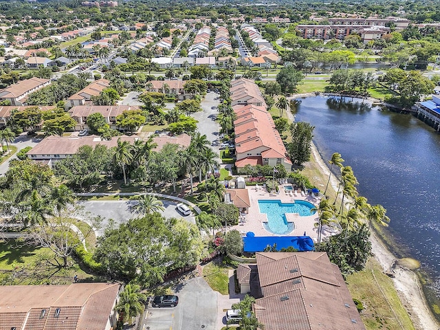 6807 Via Regina Unit 1, Boca Raton, FL 33433 - aerial view of property and surrounding area featuring a pool area and a nearby body of water