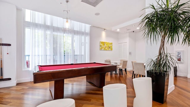 234 NE 3rd St Unit 2206, Miami, FL 33132 - recreation room featuring pool table, wood finished floors, and recessed lighting