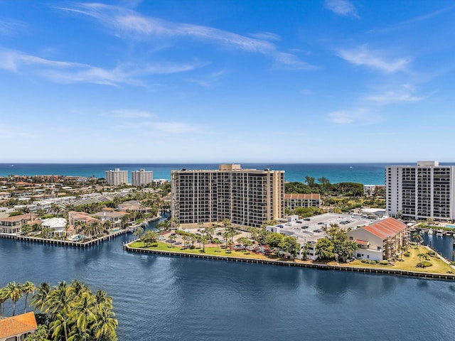 4740 S Ocean Blvd Unit 606, Highland Beach, FL 33487 - drone / aerial view featuring a water view and a view of city