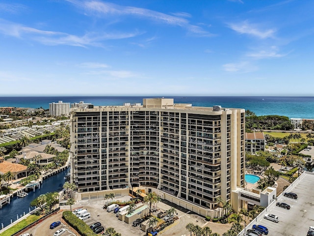 4740 S Ocean Blvd Unit 606, Highland Beach, FL 33487 - drone / aerial view featuring a water view