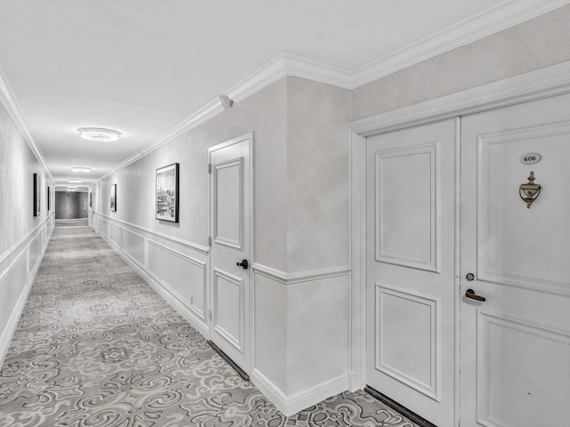 4740 S Ocean Blvd Unit 606, Highland Beach, FL 33487 - hall featuring crown molding and a decorative wall