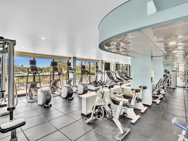 4740 S Ocean Blvd Unit 606, Highland Beach, FL 33487 - workout area with recessed lighting and plenty of natural light