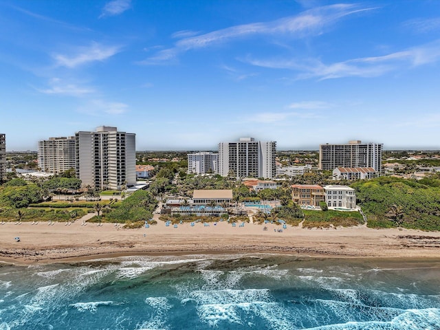 4740 S Ocean Blvd Unit 606, Highland Beach, FL 33487 - drone / aerial view with a beach view, a city view, and a water view