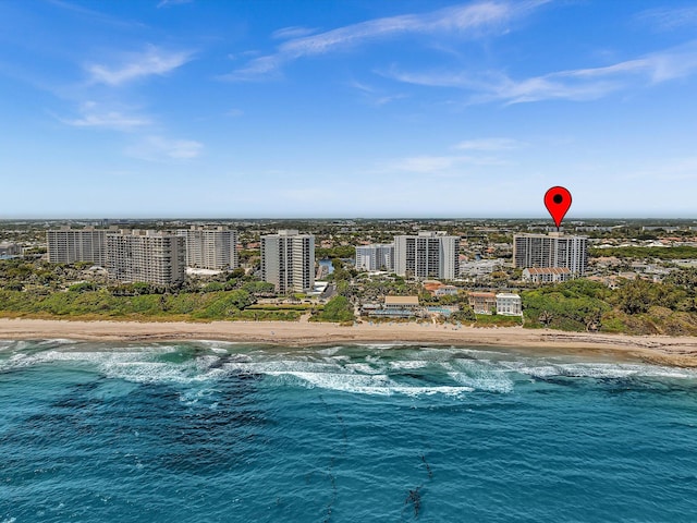 4740 S Ocean Blvd Unit 606, Highland Beach, FL 33487 - drone / aerial view featuring a water view, a view of city, and a view of the beach