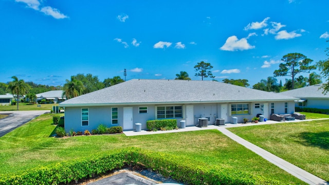 14699 Canalview C Dr Unit C, Delray Beach, FL 33484 - ranch-style home with a front lawn, central AC unit, and stucco siding