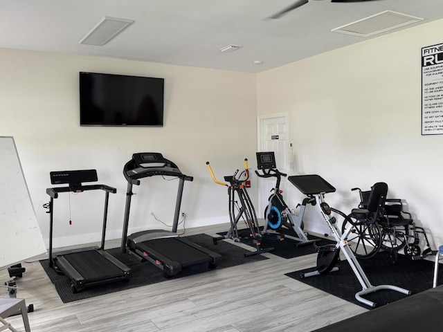 14699 Canalview C Dr Unit C, Delray Beach, FL 33484 - exercise room with wood finished floors and baseboards