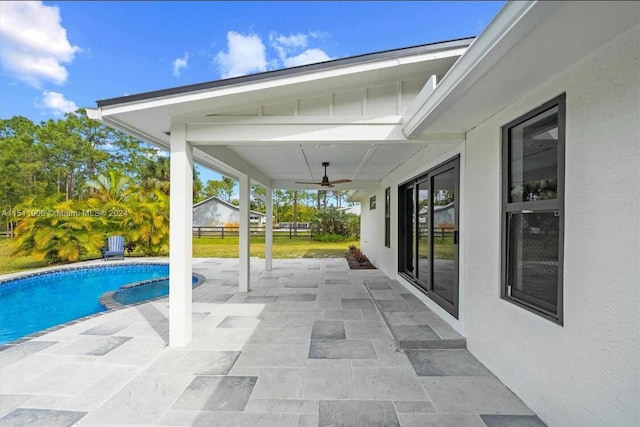 15763 Alexander Run, Jupiter, FL 33478 - view of pool featuring a patio area, ceiling fan, and a pool with connected hot tub