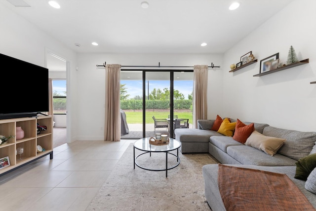 16390 Sea Turtle Pl, The Acreage, FL 33470 - living room with recessed lighting, baseboards, and light tile patterned floors