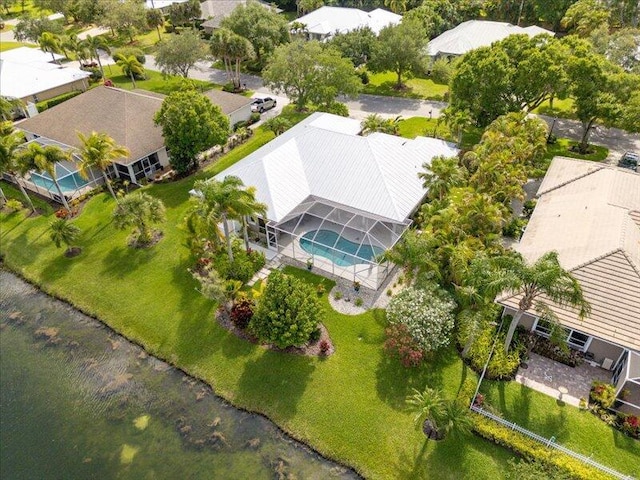 aerial view with a residential view