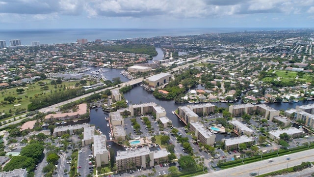 7 Royal Palm Way Unit 202, Boca Raton, FL 33432 - aerial view of property and surrounding area featuring a nearby body of water