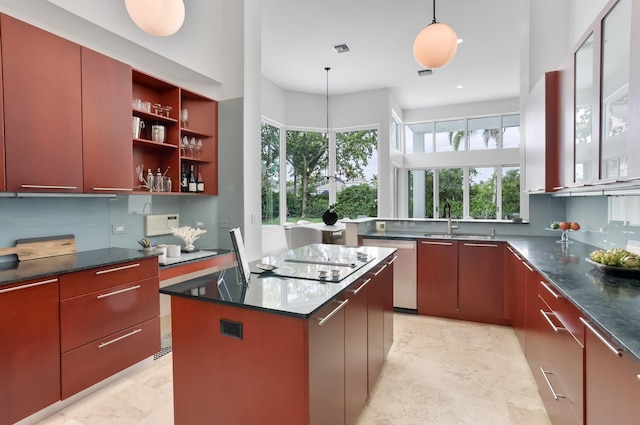 6247 NW 33rd Ave, Boca Raton, FL 33496 - kitchen featuring dishwasher, a kitchen island, modern cabinets, and a sink