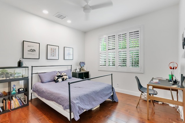 6247 NW 33rd Ave, Boca Raton, FL 33496 - bedroom with baseboards, visible vents, recessed lighting, a ceiling fan, and hardwood / wood-style floors