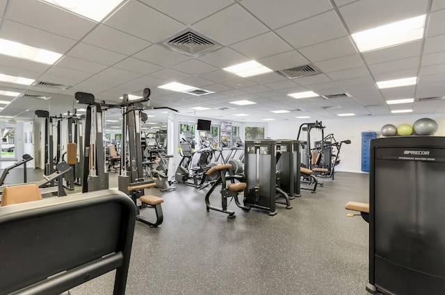 6247 NW 33rd Ave, Boca Raton, FL 33496 - workout area featuring visible vents and a paneled ceiling