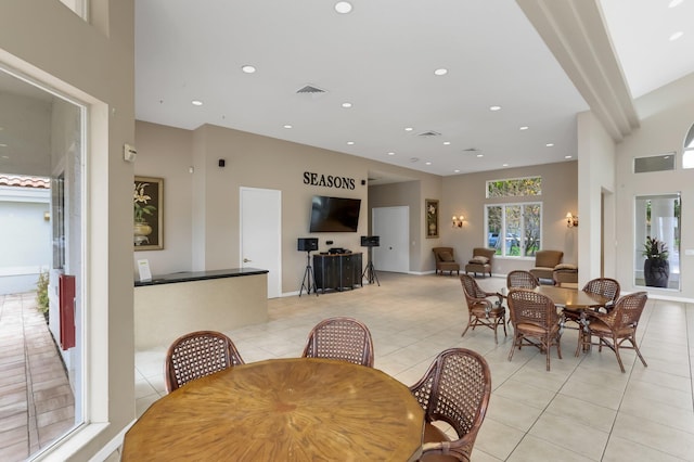 6247 NW 33rd Ave, Boca Raton, FL 33496 - dining space featuring recessed lighting, visible vents, and light tile patterned floors