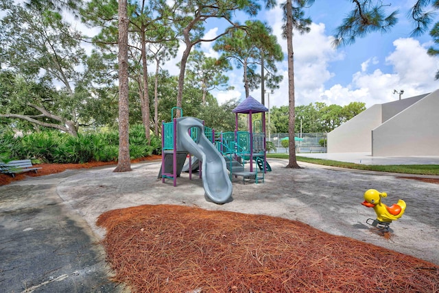 community play area featuring fence