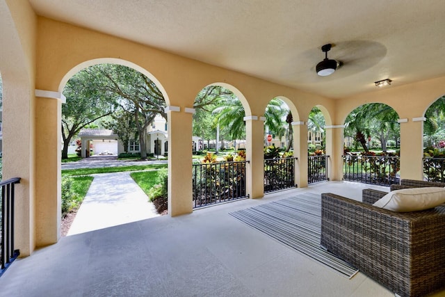 view of patio / terrace with a ceiling fan