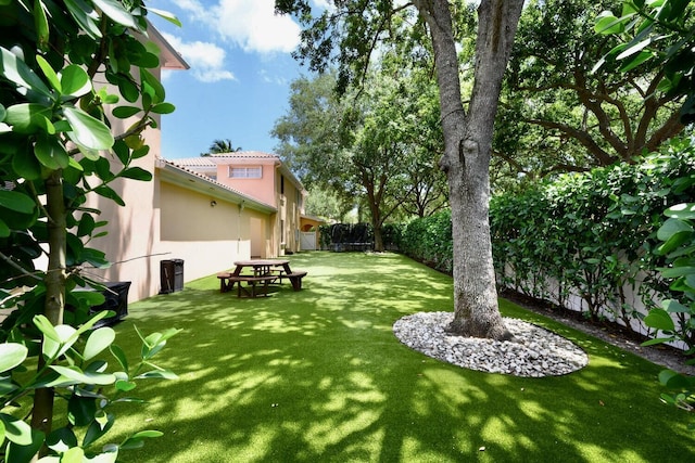 view of yard with a fenced backyard
