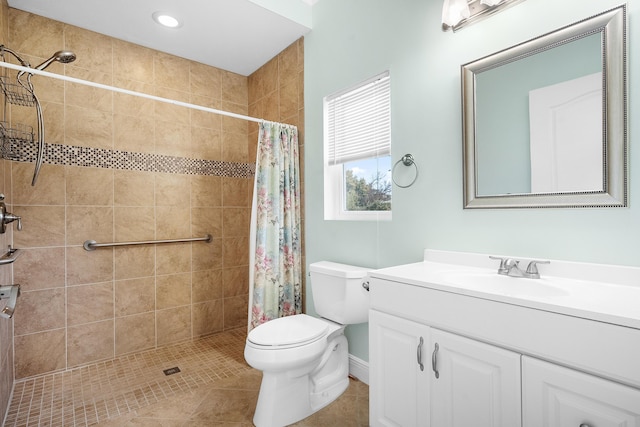 4732 SE Starling Cir, Stuart, FL 34997 - full bath with tiled shower, vanity, tile patterned floors, toilet, and baseboards
