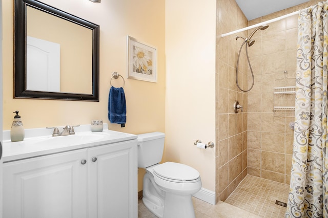 4732 SE Starling Cir, Stuart, FL 34997 - full bathroom featuring tile patterned floors, tiled shower, toilet, and vanity