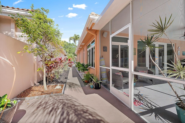 exterior space with stucco siding