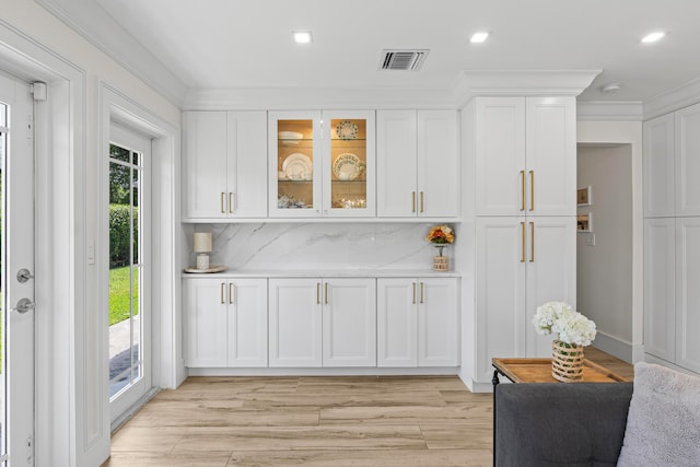 912 Roberts Rd, Delray Beach, FL 33483 - bar featuring recessed lighting, visible vents, and light wood-type flooring