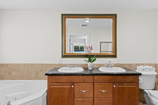 912 Roberts Rd, Delray Beach, FL 33483 - full bath with toilet, a bath, a sink, and visible vents