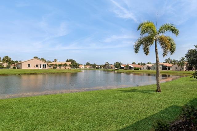 view of water feature with a residential view