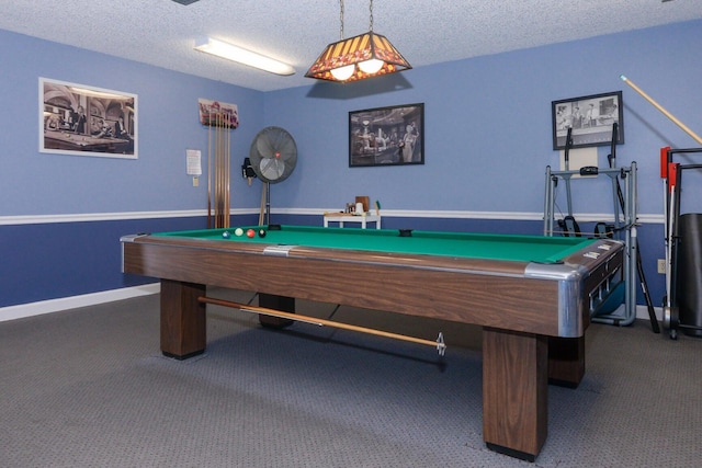 13 Lake Vista Trl Unit 202, Port Saint Lucie, FL 34952 - game room featuring baseboards, billiards, a textured ceiling, and carpet floors