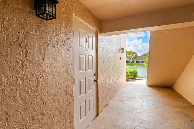 exterior space with stucco siding