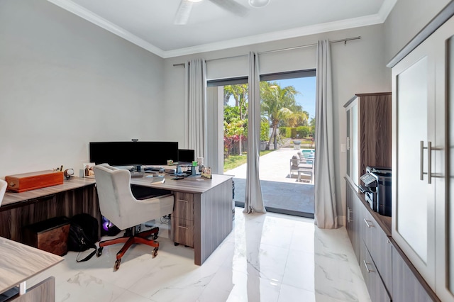 7015 NW 27th Ave, Boca Raton, FL 33496 - office featuring ornamental molding and marble finish floor