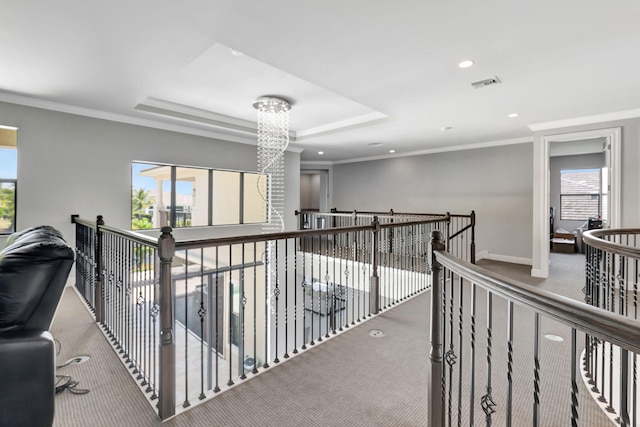 7015 NW 27th Ave, Boca Raton, FL 33496 - hall featuring recessed lighting, visible vents, a wealth of natural light, and carpet floors