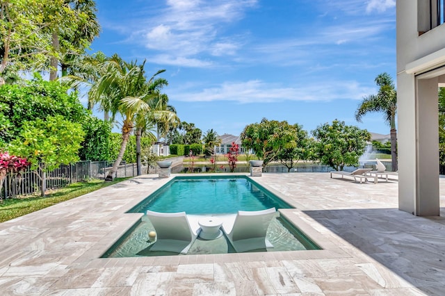 7015 NW 27th Ave, Boca Raton, FL 33496 - view of swimming pool featuring a fenced in pool, a patio area, and fence