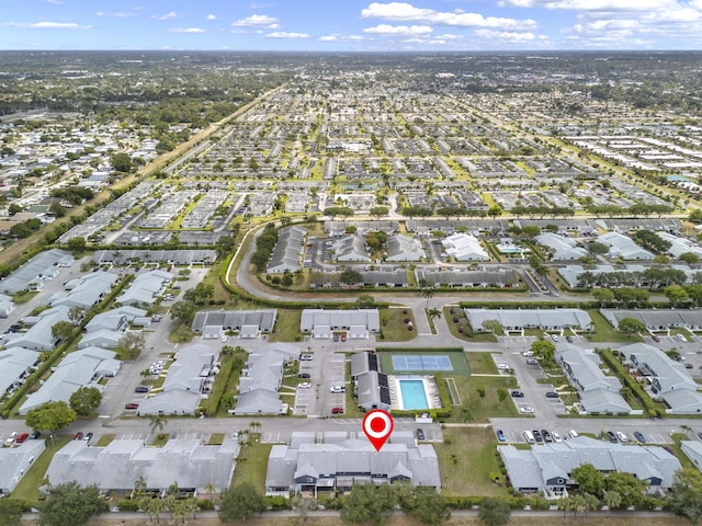 drone / aerial view with a residential view