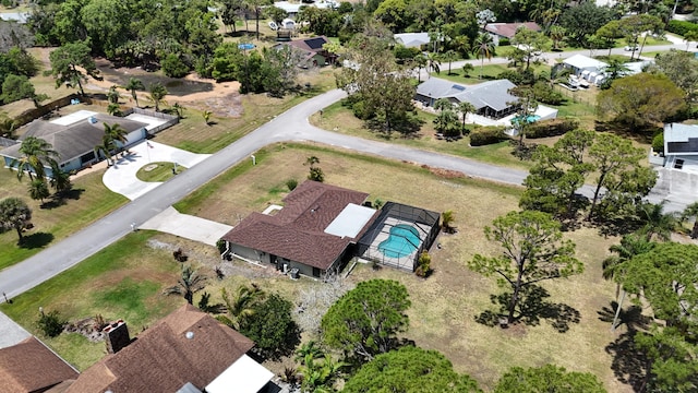 drone / aerial view with a residential view